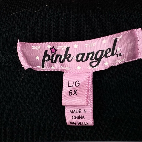 Pink Angel Girls Black Cropped Over Shirt 6X - Picture 3 of 3